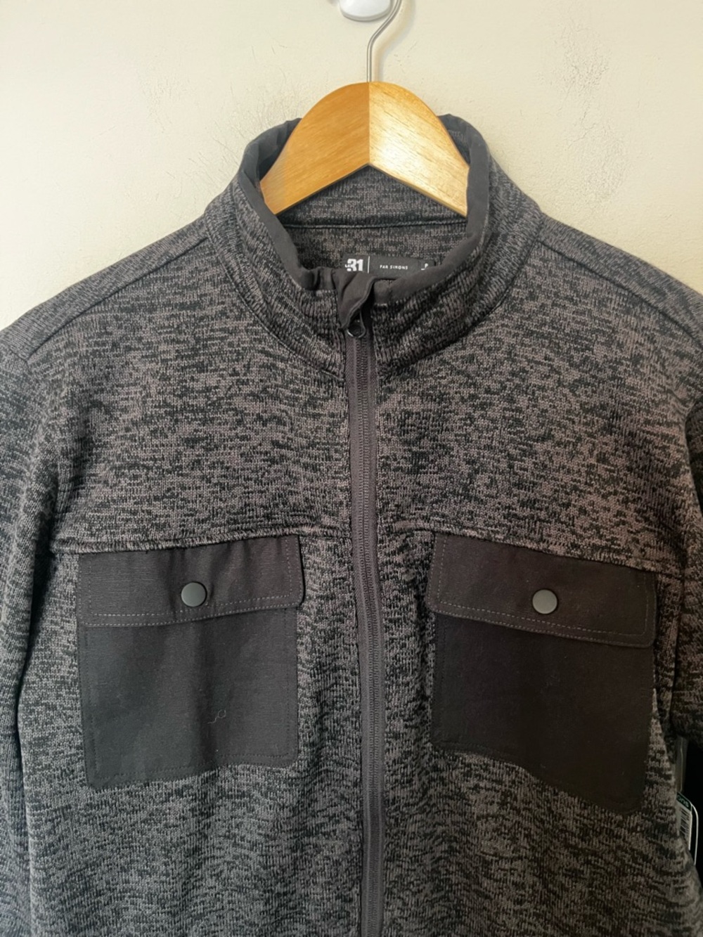 NWT Zip Fleece Jacket Mens Small Grey Black Utility Le 31 Simons - Picture 4 of 13